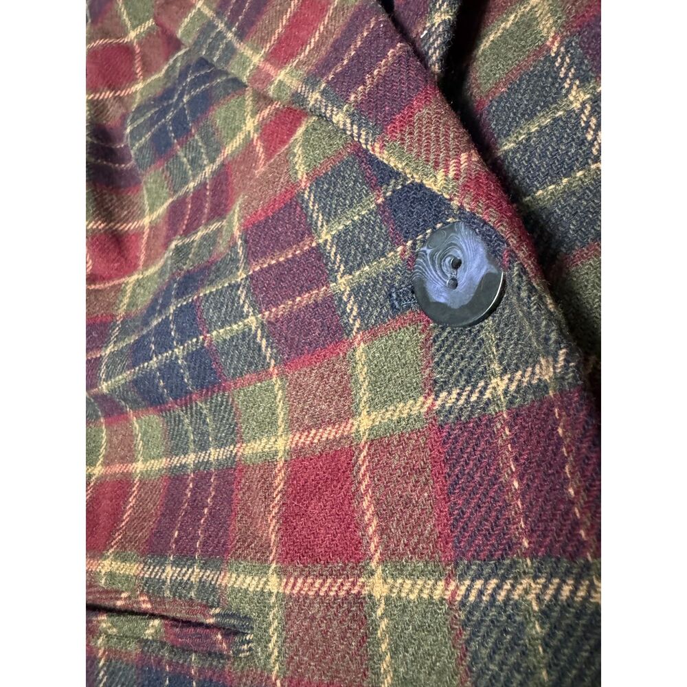 Vintage SAVANNAH Wool Blend Plaid Blazer 6P Burgundy Green Navy Preppy Academia - Picture 4 of 7